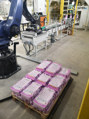 Роботизированное паллетирование мешков с готовой продукции